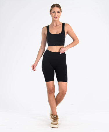 Toparlayıcı Seamless Spor Şort Tayt - Form Şort #renk_siyah